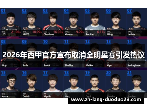 2026年西甲官方宣布取消全明星赛引发热议